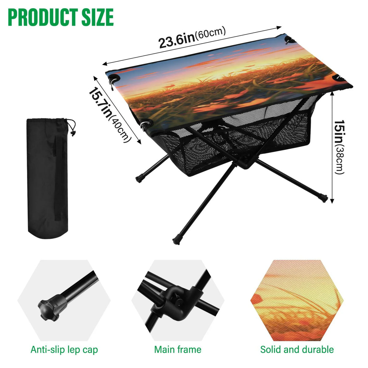 Leaves Picnic Bag with BBQ Storage Folding Compact Travel Portable for Autumn Beach Table Fishing in Camping Table Sunset exterior Table