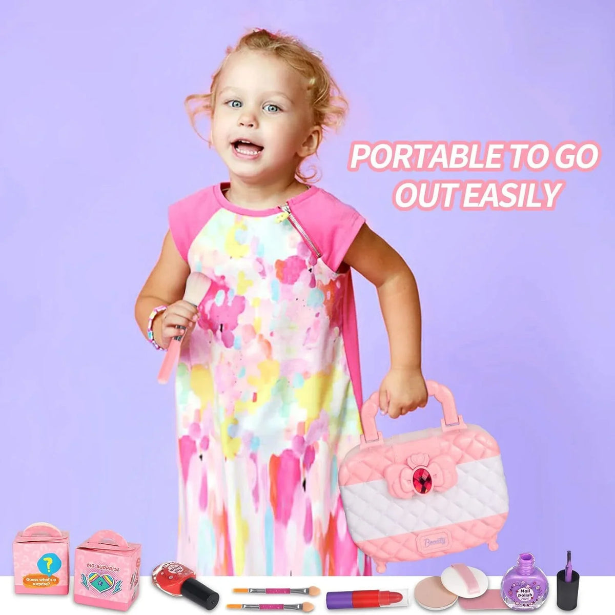 Pink Cosmetic for Set Toddler Real Girls, 24Pcs Safe Kids Birthday 3-12 & Frozen Girls Christmas Makeup Makeup Kids Kit for Non-Toxic Makeup Makeup Set, Gift, Toys Year Washable Olds