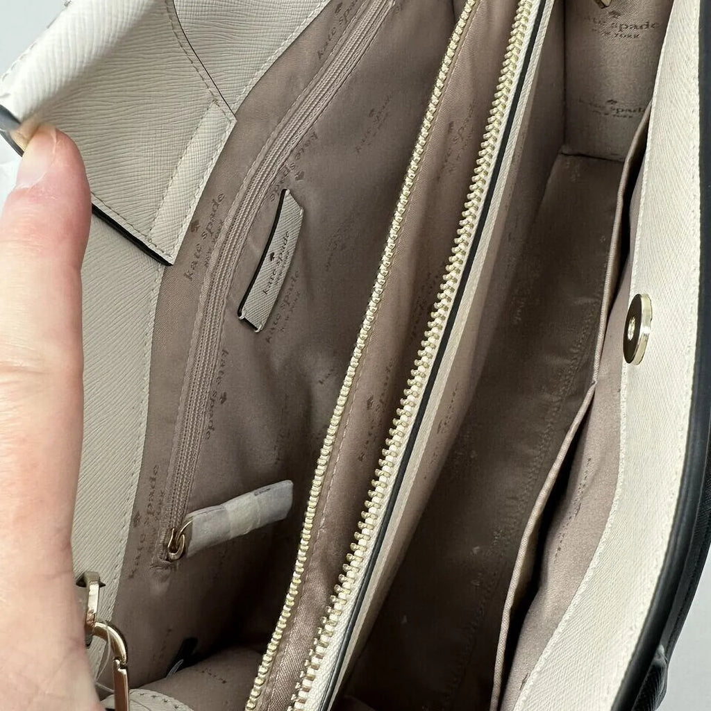 Comparts 3 Satchel Bag Leather KATE Warm Blush Perry SPADE Beige Purse NWT KB673