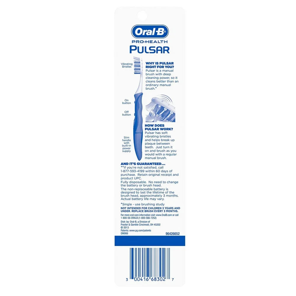 Pulsar Toothbrushes, Colors (Pack ea Vary, Medium May Value 2 Pack, 2) Pro-Health of Oral-B