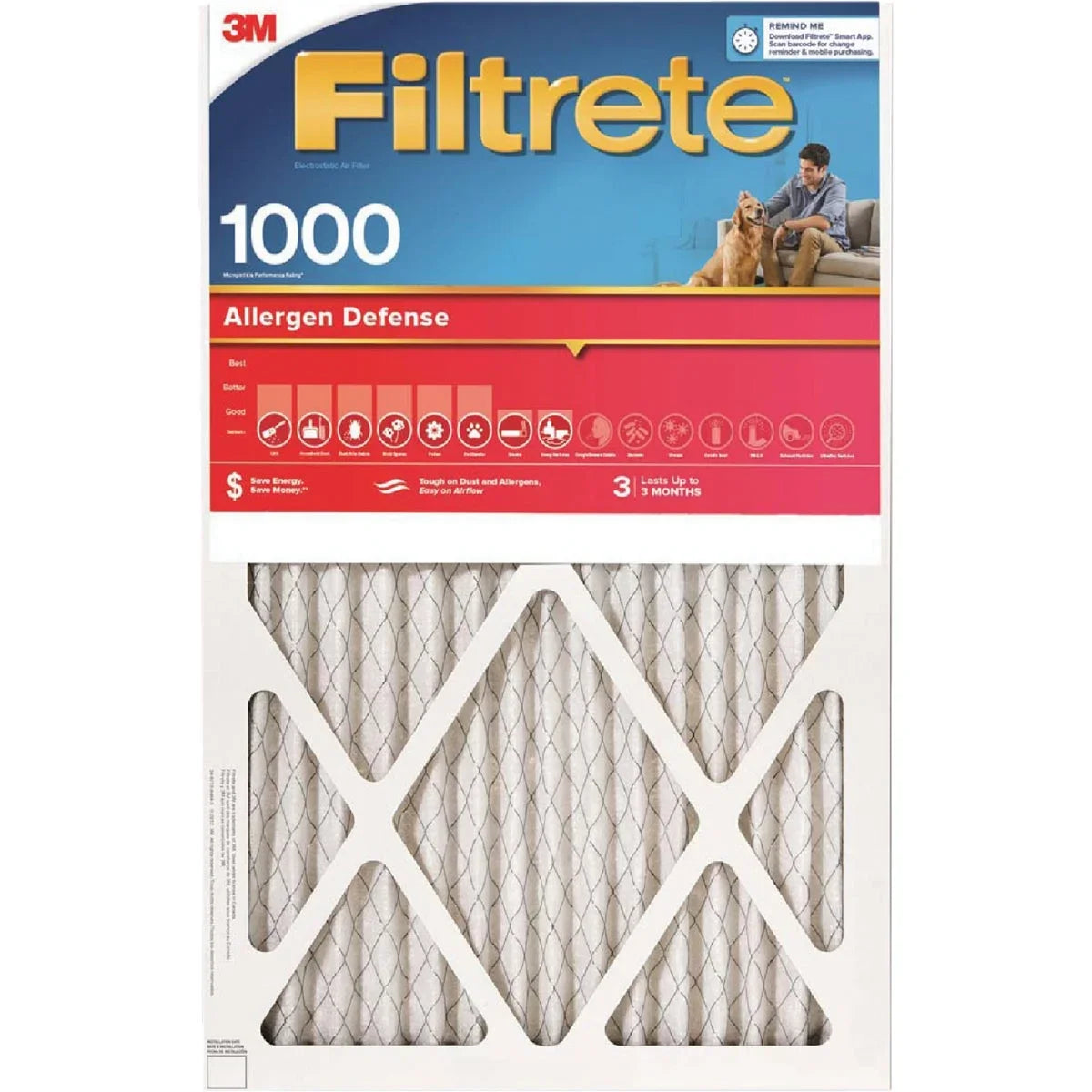 1 12 Allergen 1000/1085 12 1 Defense x MPR In. Filter PK, In. Furnace x In. Filtrete