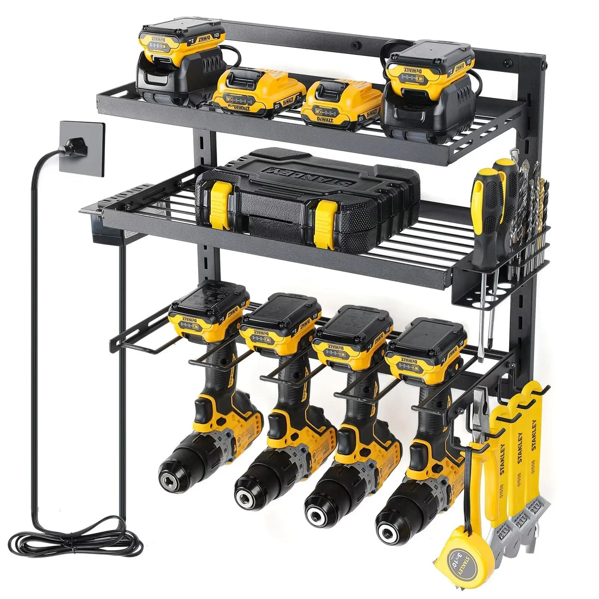 COFIT Workshop Rack Tool Organizer, Wall Tool Power Organizer, Adjustable Height Garage Organization Power Station, and 3 Tool Layers Iron Holder Charging for Drill with Mount Storage Tool