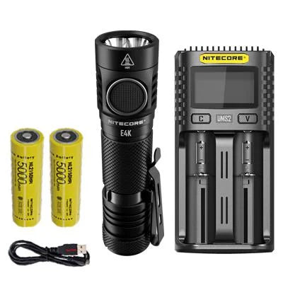 Lumens Charger and generation and Combo: Cord Eco-Sensa NITECORE Batteries - NL2150HPR Next Intelligent E4K 4400 Flashlight +UMS2 w/NL2150HPi USB