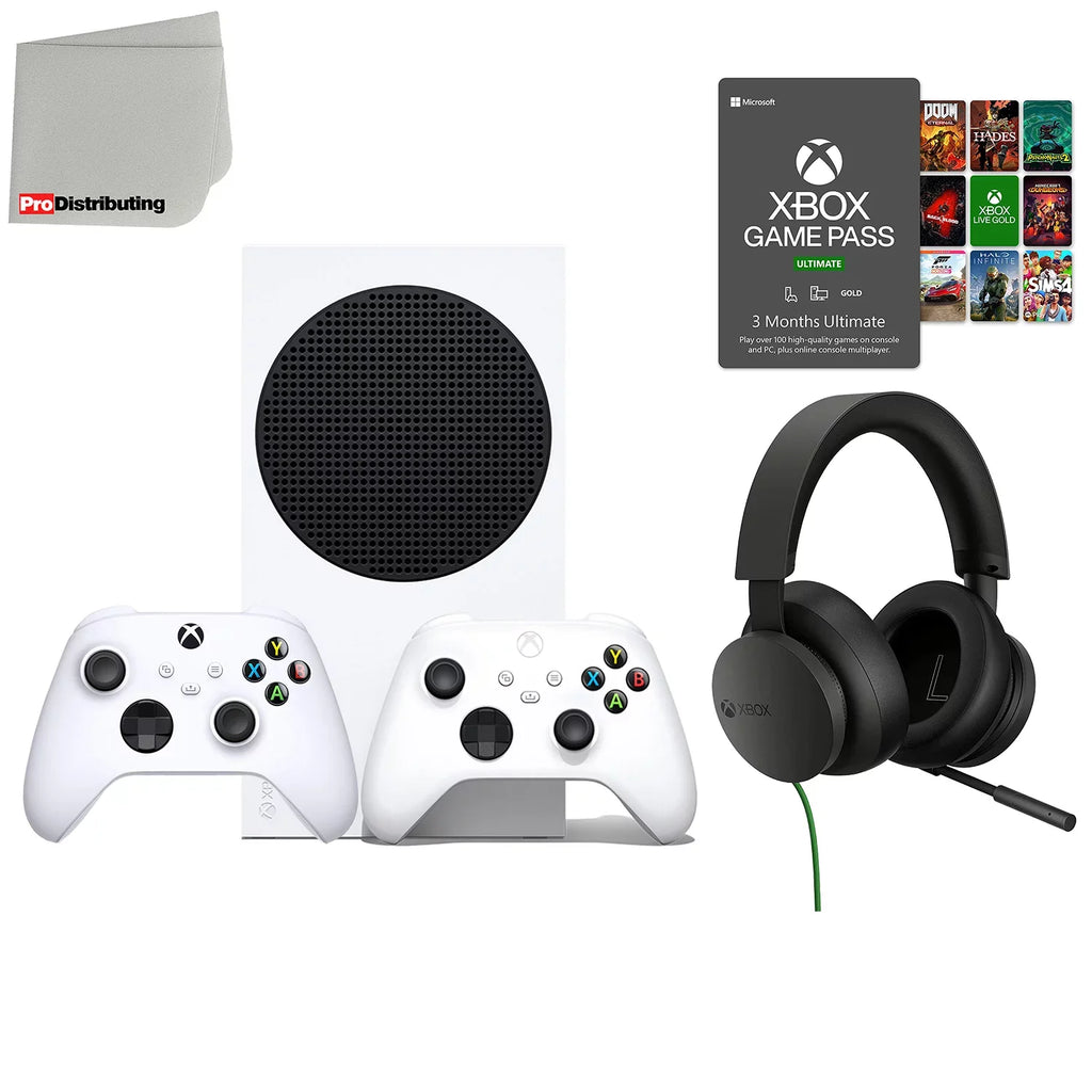 Ultimate Stereo Headset, Robot Gamepass Extra - Cloth Microfiber Controller 512GB Gaming Video Console with Cleaning Game and - 3-Month All-Digital Xbox Microsoft Xbox Wireless S White Series