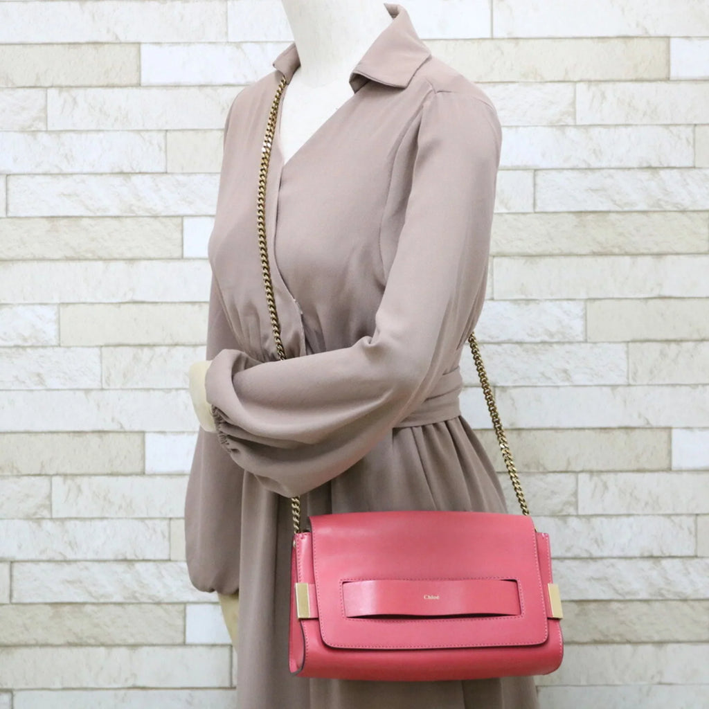 Chloe Bag Chloé Leather Pre-Owned Shoulder (Fair) Women's Pink