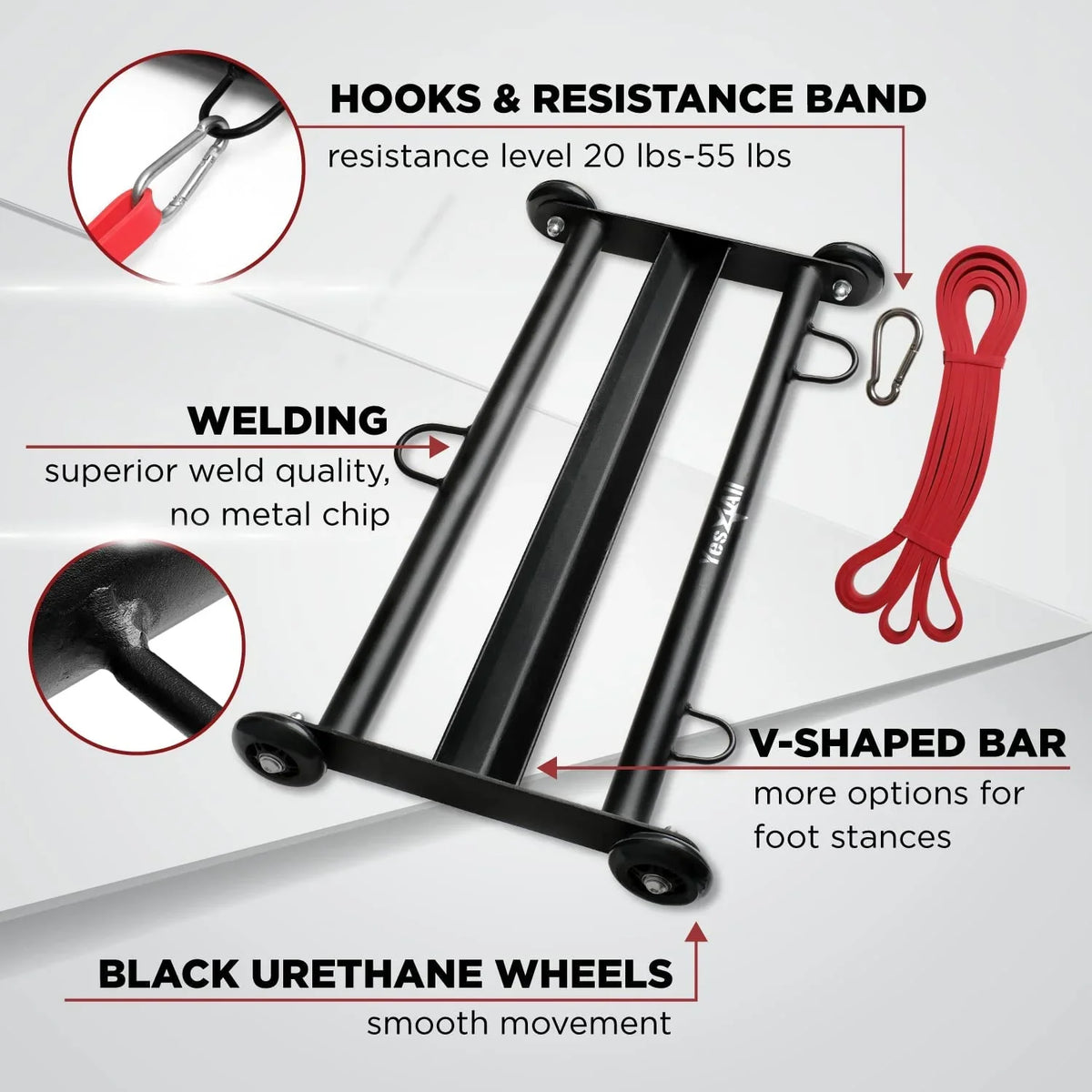 Wheels Booty Building,Black Glute Ham Glider, Yes4All Glute Gym Home Fitness, for Exercise Hamstring,