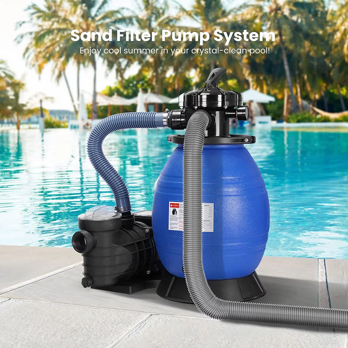 Filter Pump, 15360 with Gallons SPECSTAR Sand 2380 Fits Hp GPH Pound 45 3/4 Sand Pool Capacity Pool,