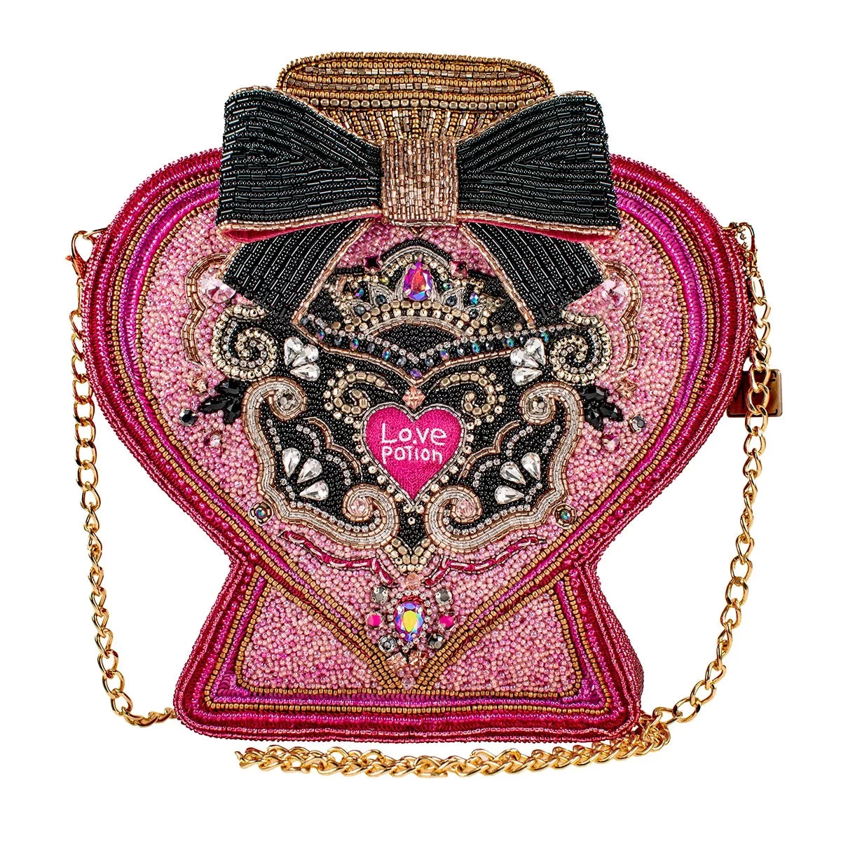 LOVE Bottle Handbag Beaded Purse Pink POTION NEW Mary Frances