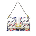 Shoulder Baguette Unisex White Authenticated Fila Calf Bag (Good) Leather Mania Fendi Pre-Owned Beaded