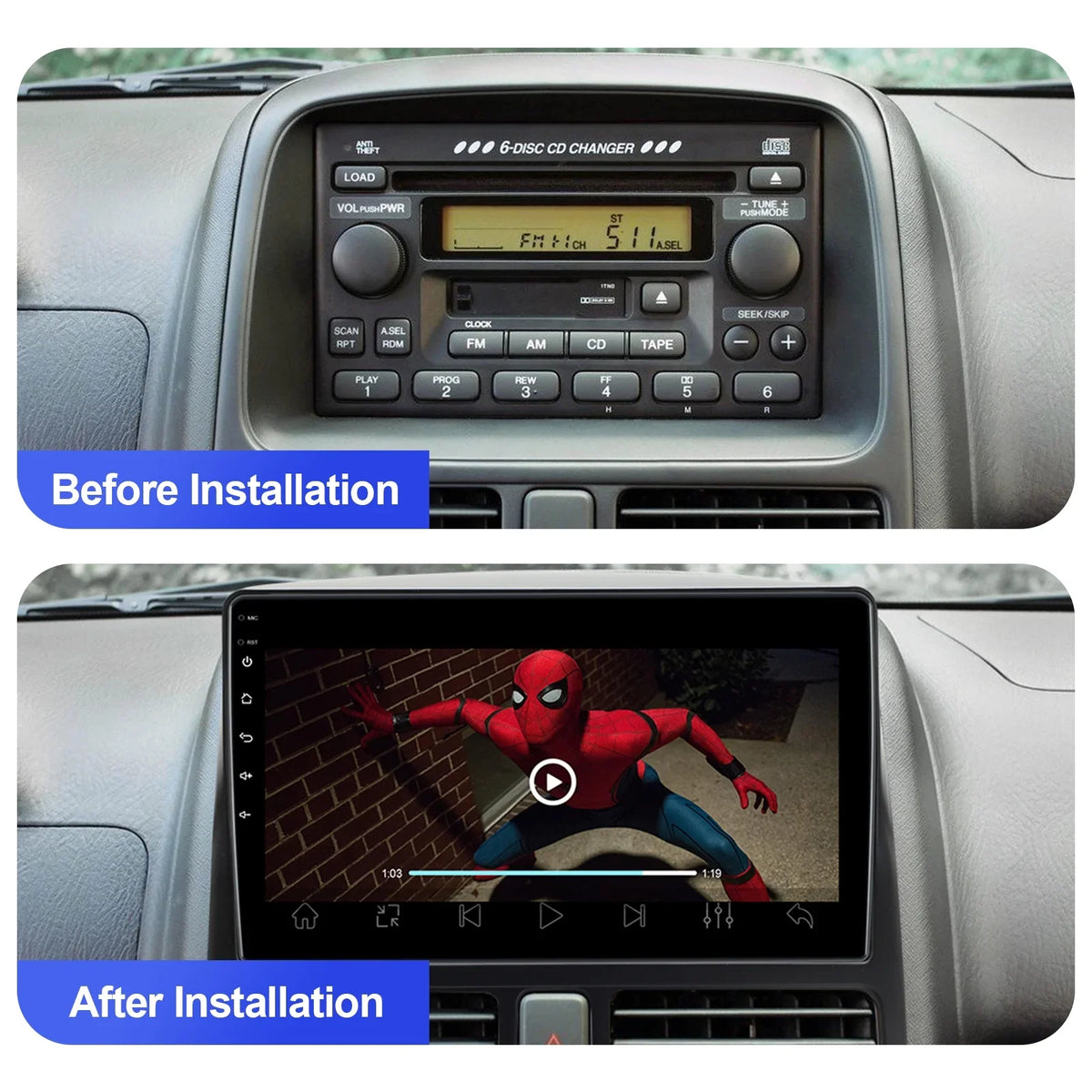 2002-2006 Auto/GPS/Bluetooth/FM/AUX-in/Steering Radio 10 Camera for with Android Built-in Wheel Inch Control Carplay/Android TouchScreen Honda Backup 9 CR-V Stereo Double Car Din Wireless