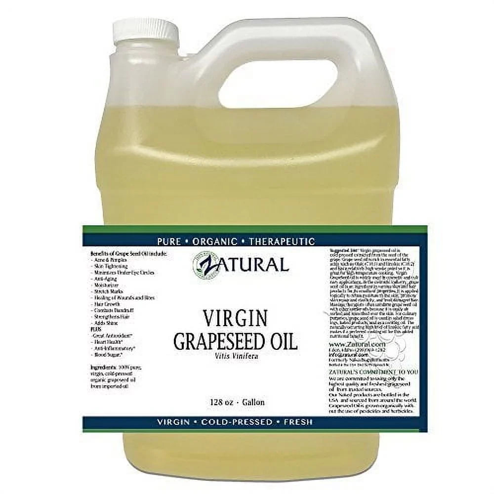 Virgin, (1 Seed Gallon)) 100% Ounce Pure Grape Undiluted, Pressed, GrapeSeed Oil-Cold (128 Oil