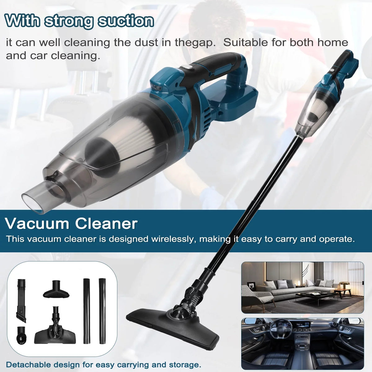 Cleaner Power and 10KPa Cordless High Andoer Dual Use, Vacuum Cleaner, Portable Car Home Vacuum