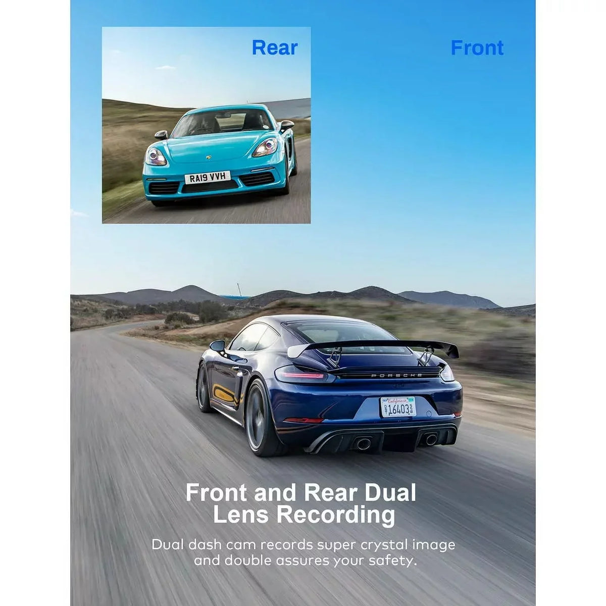 Dash for External IPS GPS Supported, Cam Screen, Dash Rear, 170°Wide Front Camera Cars, 3” Angle 1080P