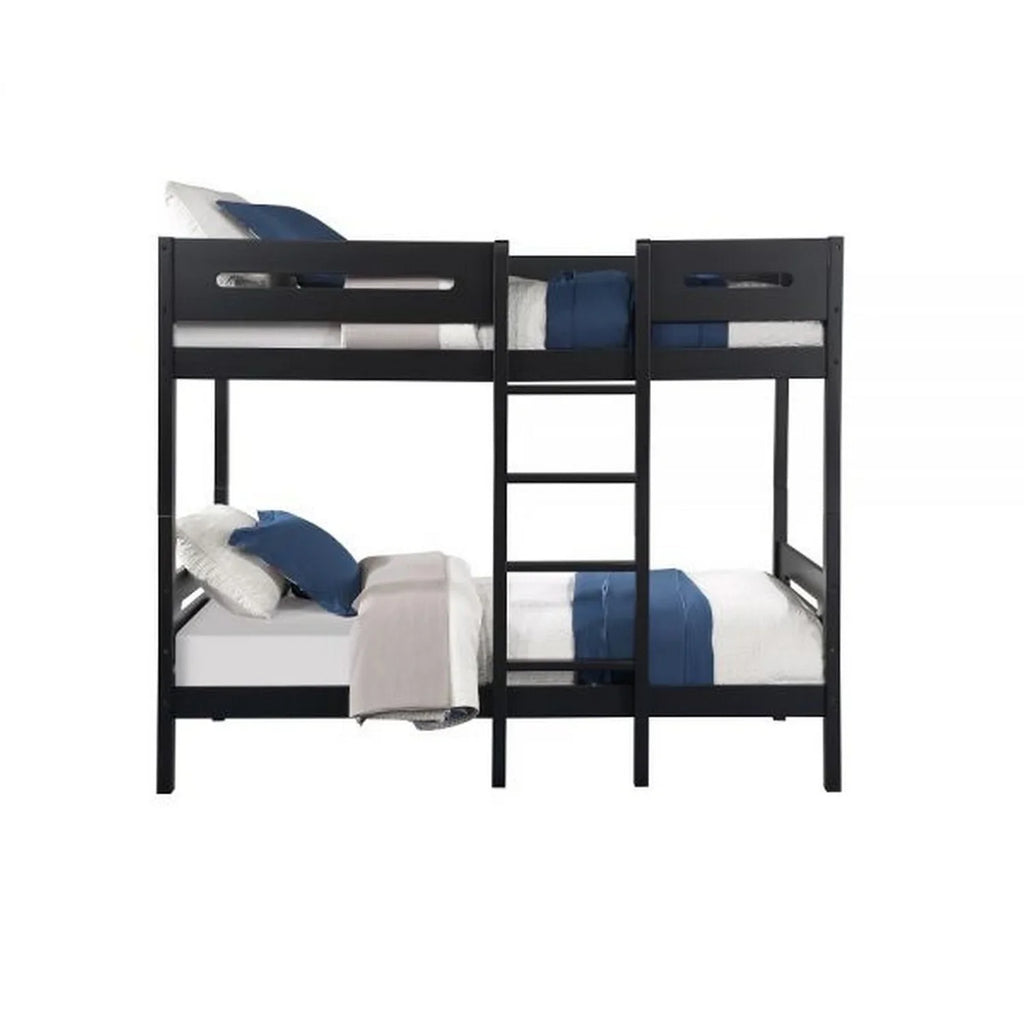 Bed Front Solid Black dimension Wood, - Asin Facing Pine Ladder with Benjara Twin Bunk