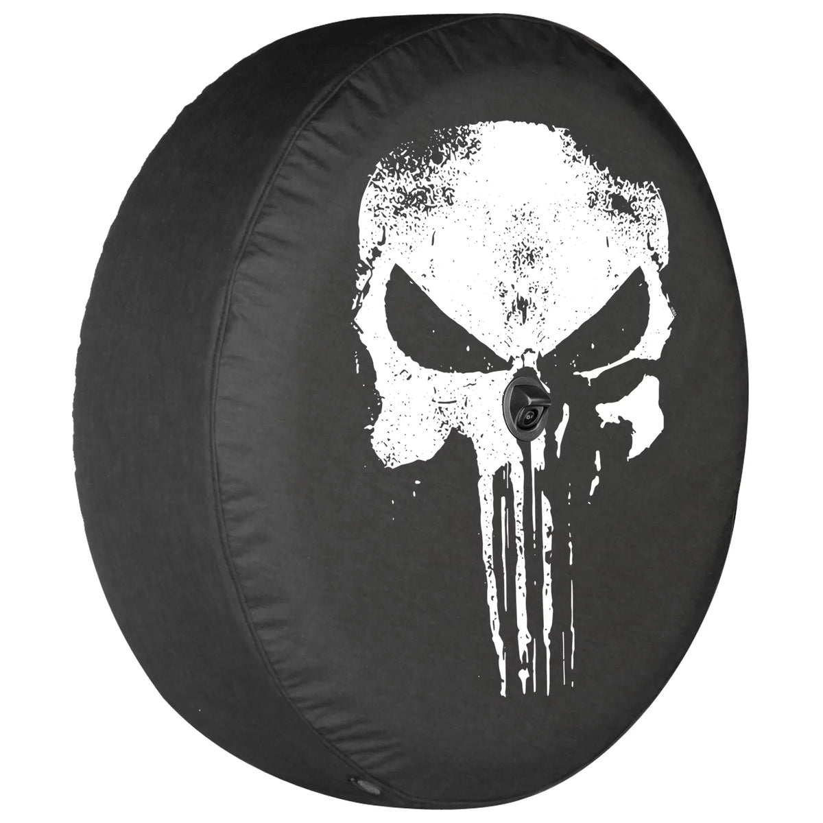 '- Punisher 32" (w/ Sport Boomerang (2018-2020) Sahara Jeep Skull JL - - back-up JL camera) Cover Distressed & for Wrangler Soft Tire