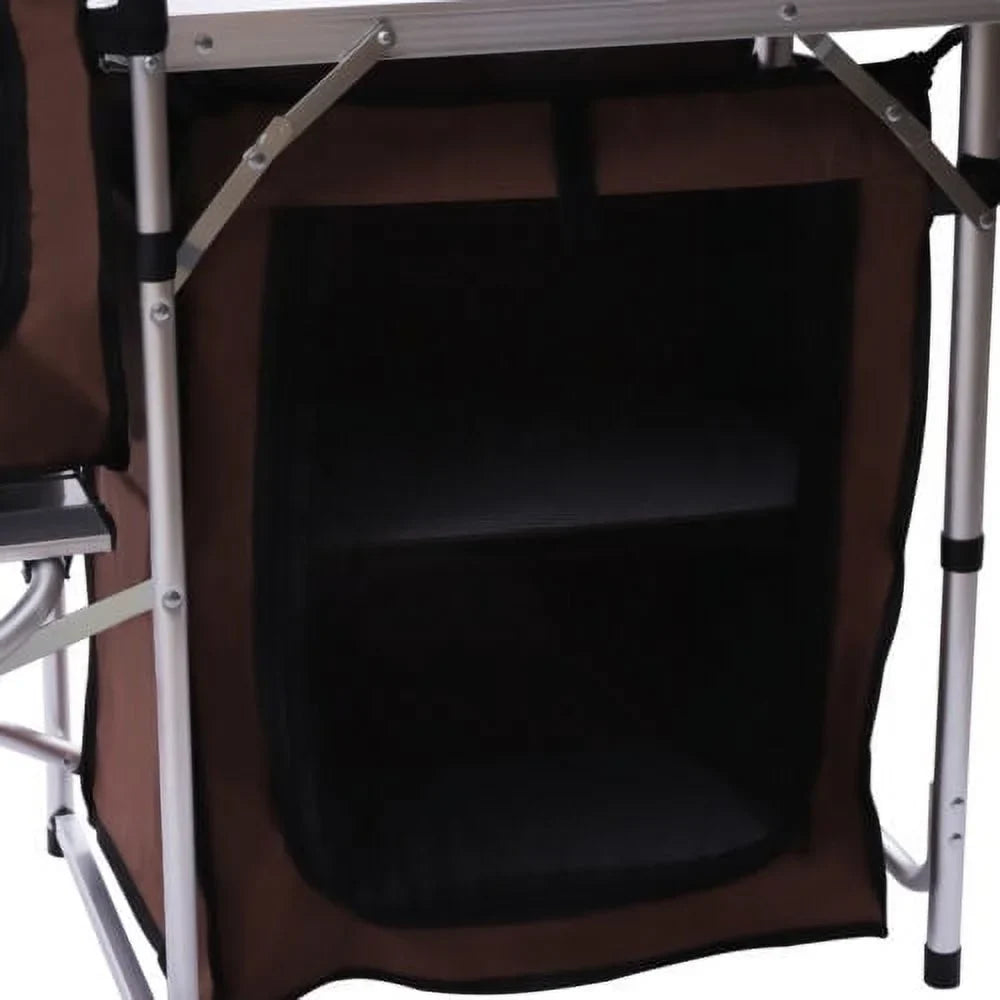 Storage Picnic Table Camping Portable Cabinet Kitchen Table Rack Cooking Folding