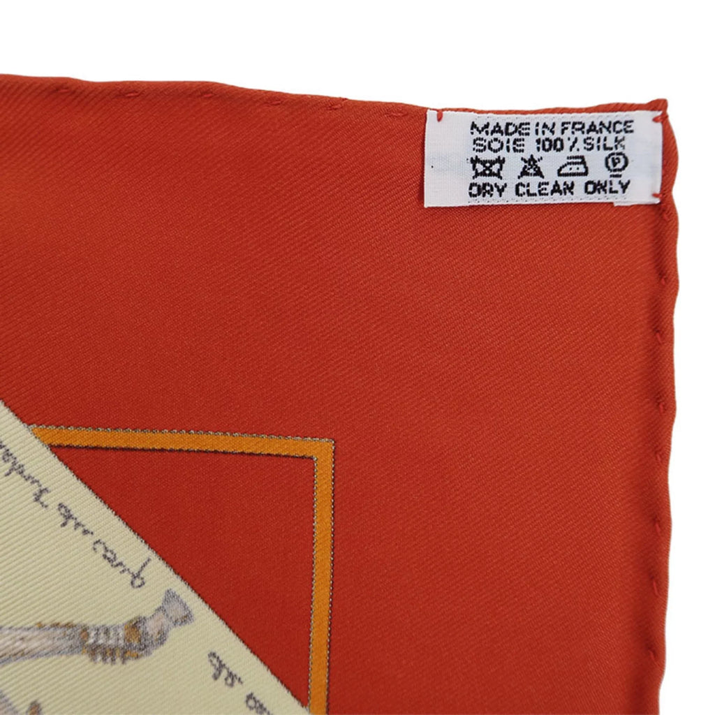 Polo Carre Scarf 40 Pre-Owned Muffler HERMES World (Like Petit Orange New) Hermes