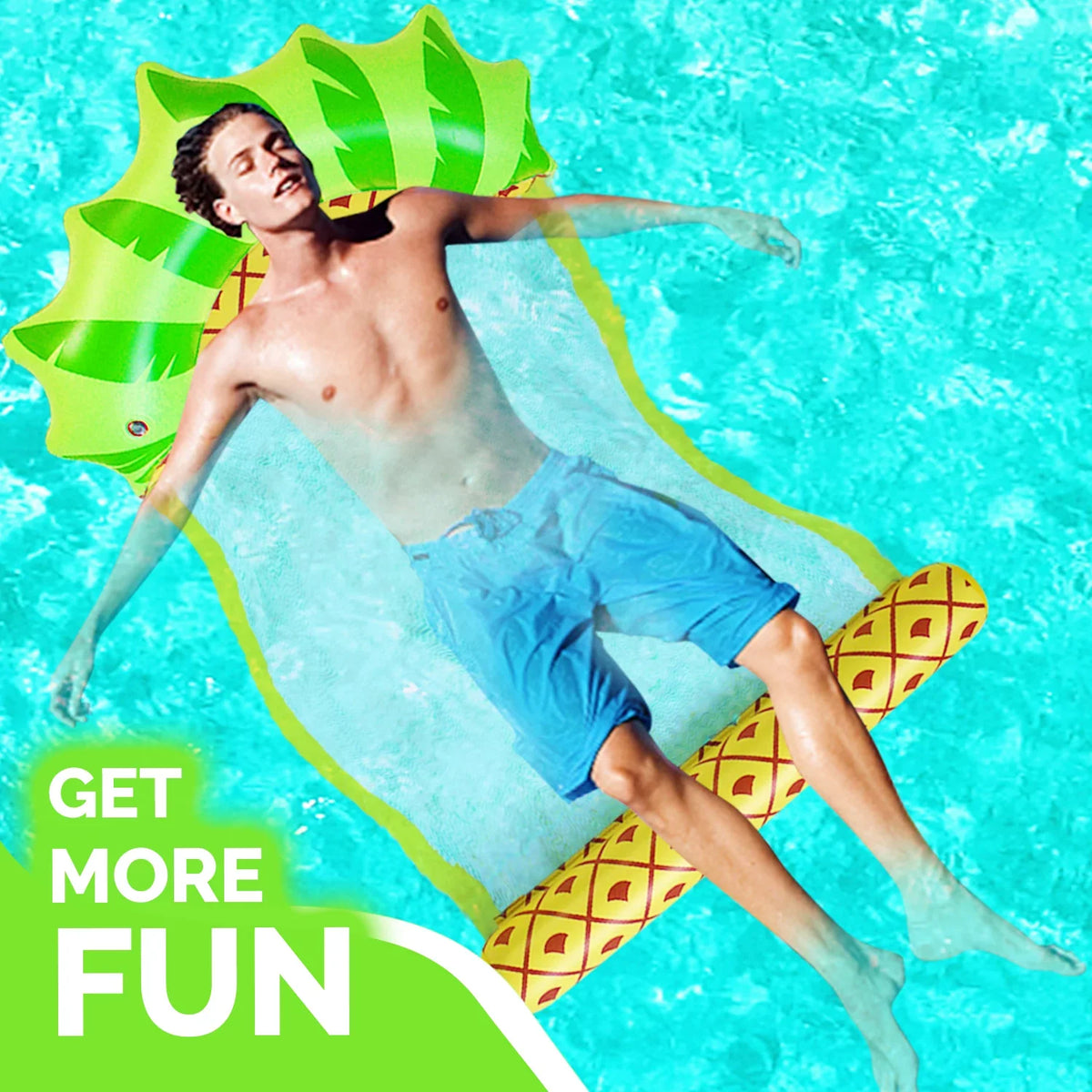Pool Zoey Pool Float liquid Purpose Lounge, Inflatable Hammock Swimming Pool Float Swimming Comfortable Lounger, Hammock Float liquid Adult Multi Raft-Pineapple