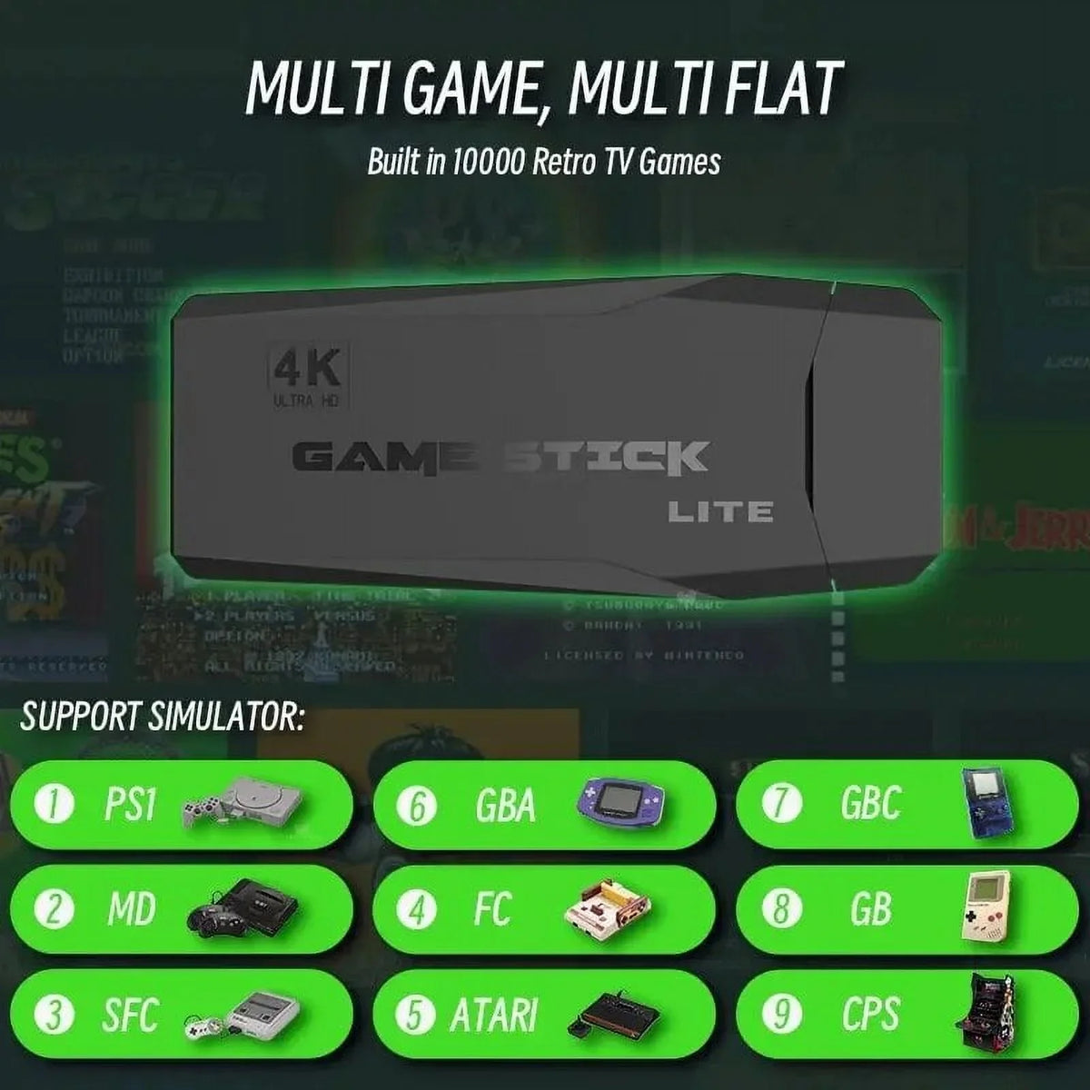 Stick Emulators 4K Console Controller 2.4G With 20000 TV Game Wireless Games For 12 PS1/FC/GBA/MAME/MD M8 HD Video Game Classic