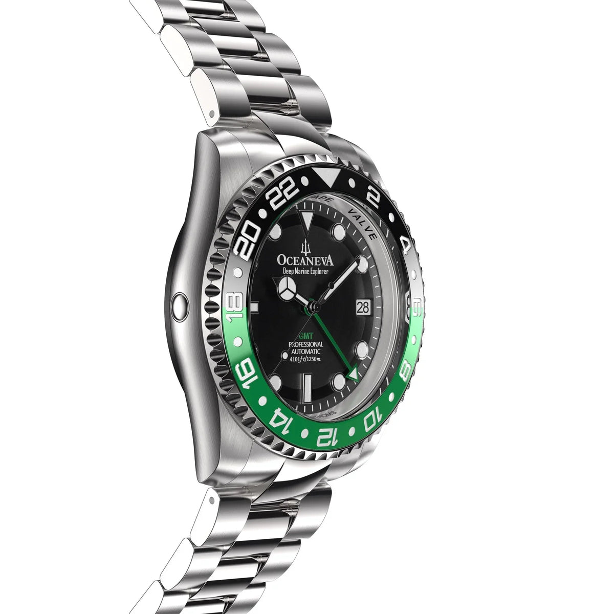 Japan Deep Bezel Triple Watches liquid Pro Resistance Movement Swimming Black 1250M Wrist Marine Oceaneva™ with Dive Green - Seal Screw Down - Case Men Watch Explorer Automatic - For Back Diver GMT