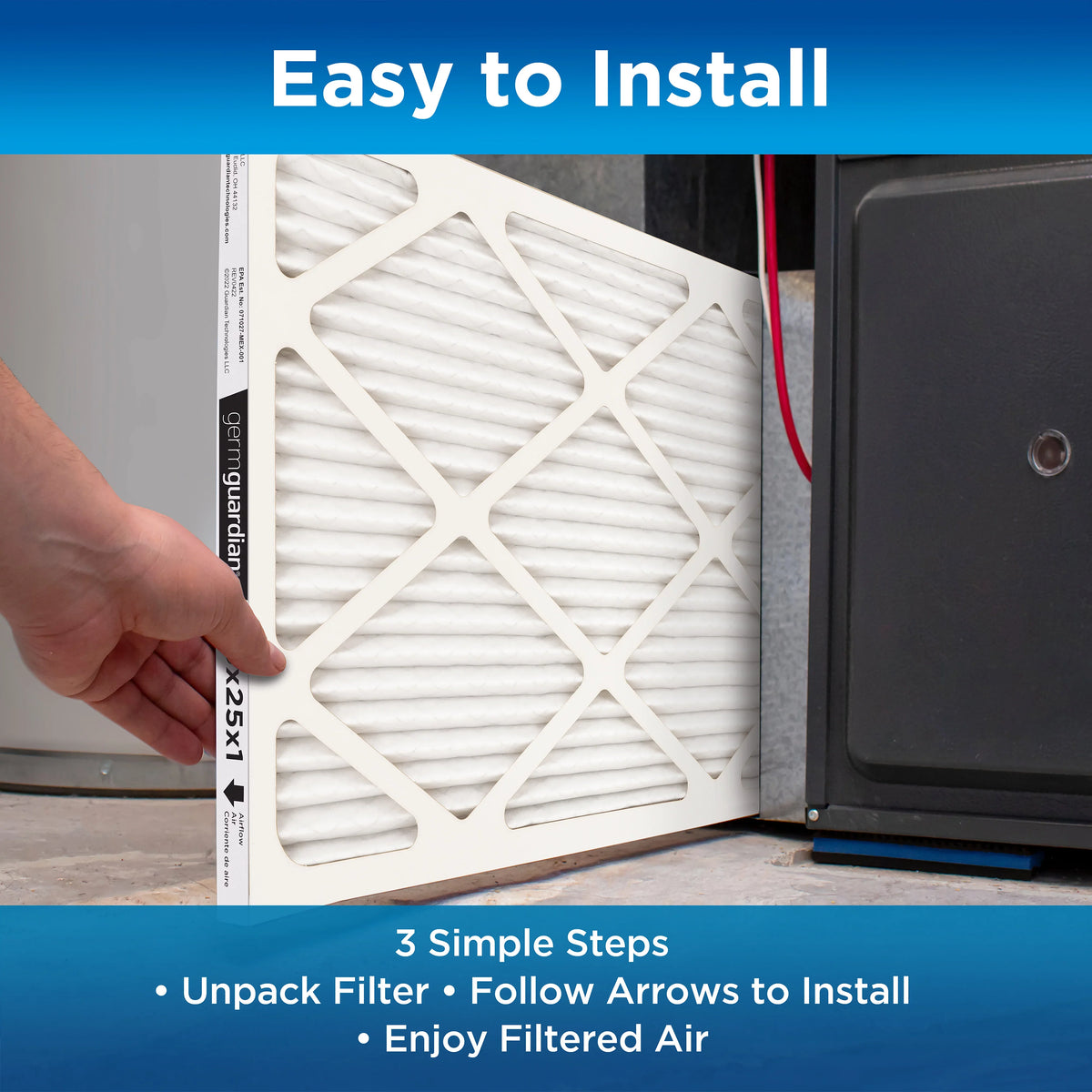 x 12 Filters x AC HVAC 25 Guardian (4-Pack) Furnace 1 MERV Air Pleated Germ 20