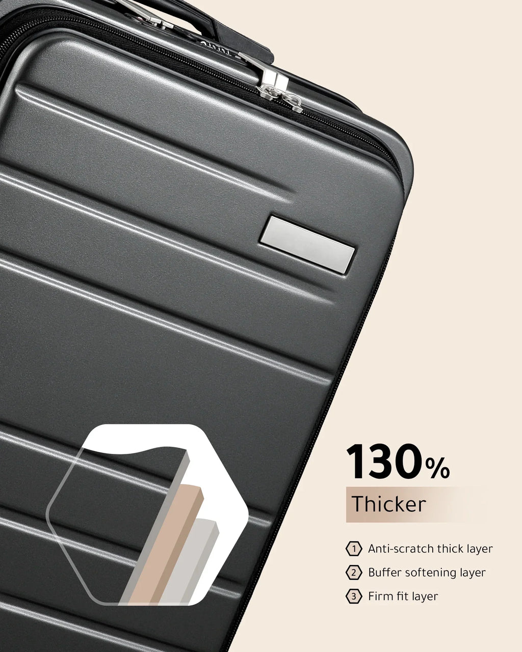 Front Port with Pocket Expandable Carry Suitcase on USB and Luggage, Hardshell LUGGEX