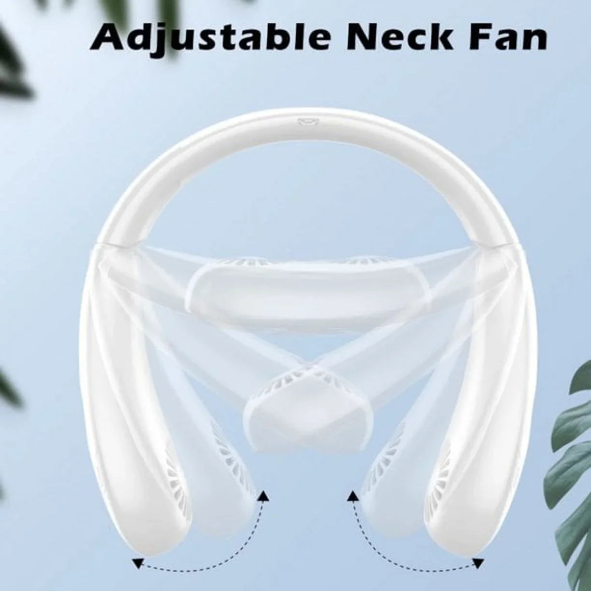 Speeds Folding Mini Neck 5000mAh LCD Fanwtith Cooling Bladeless White USB Summer 3 Portable 360°Airflow Neck Fans, Rechargeable Fan Display,