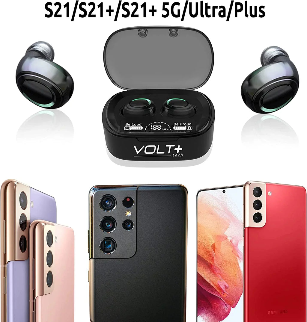 Sweatproof S21+ Mic Wireless 5G/Plus/Ultra Earbuds (Black) / with IPX3 V5.1 / Galaxy Touch with Waterproof Reduction Noise BlueTooth Compatible PRO
