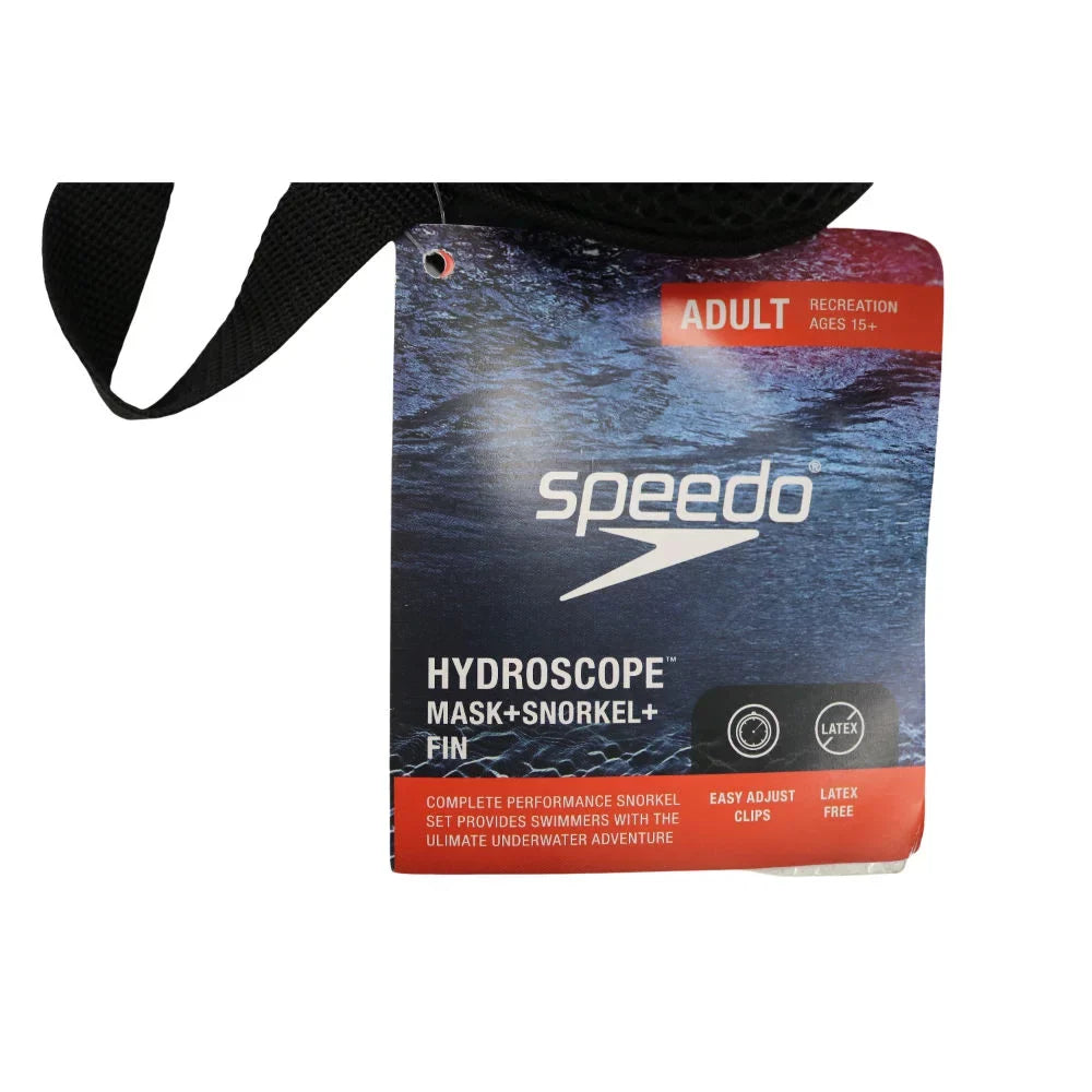 Fin Snorkel Speedo Hydroscope Set Mask Shoe + w/Carry 9-13 L/XL + Bag Adult dimension