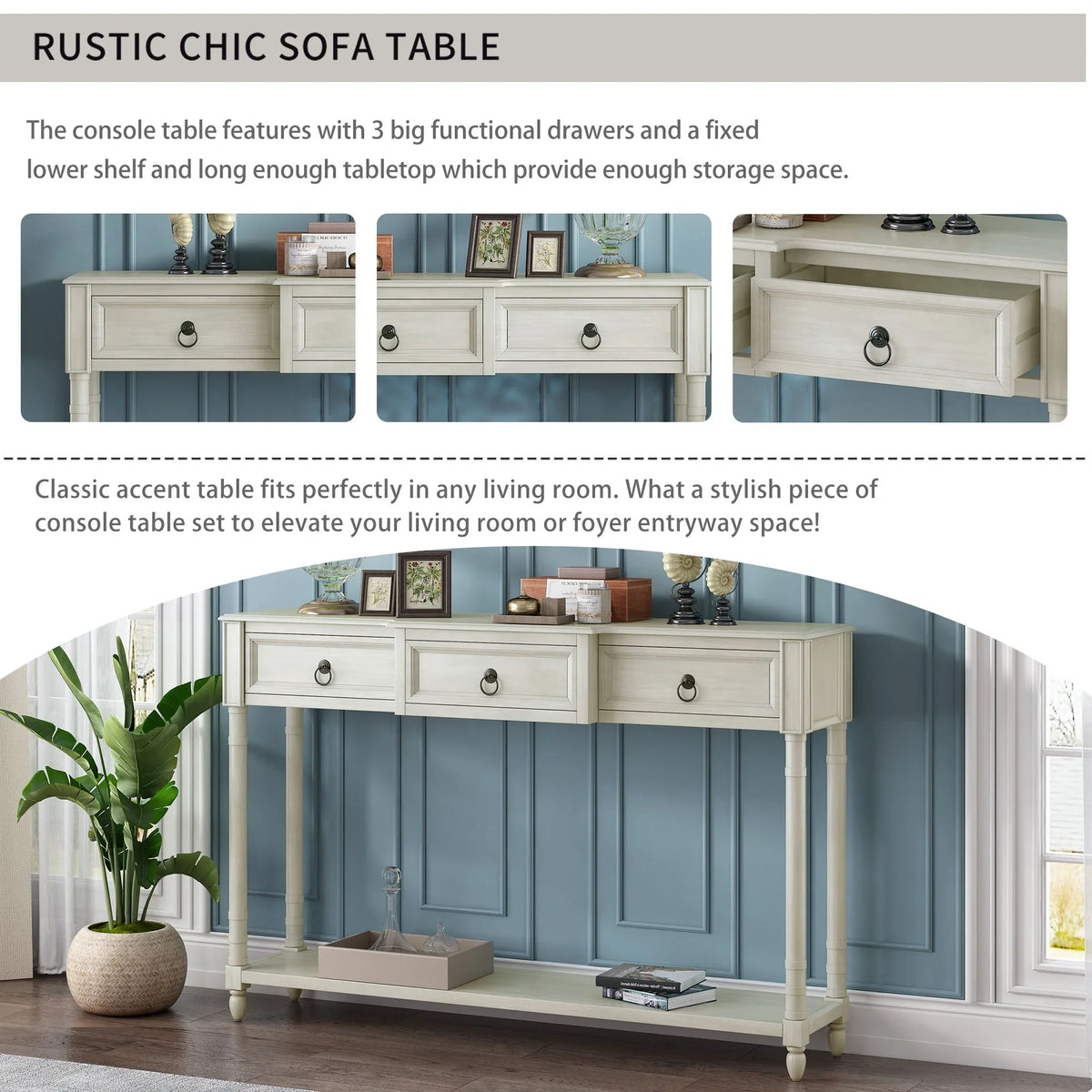 Table SKU: Shelf Table with White, and WF189574AAK) (Antique Projecting Drawers Console with Drawers Entryway Long Sofa OLD for