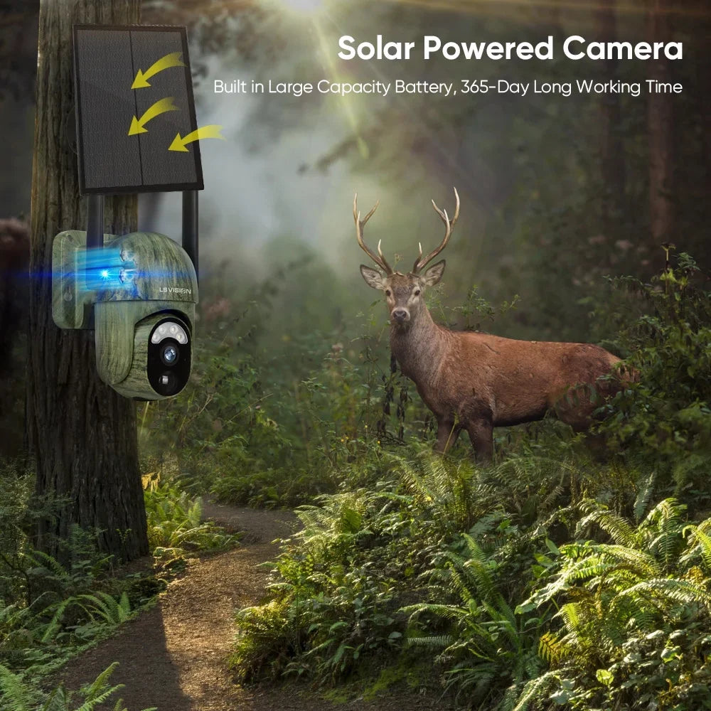 Wireless 2K Camera Powered LS Security Camera VISION Battery Solar Camouflage exterior