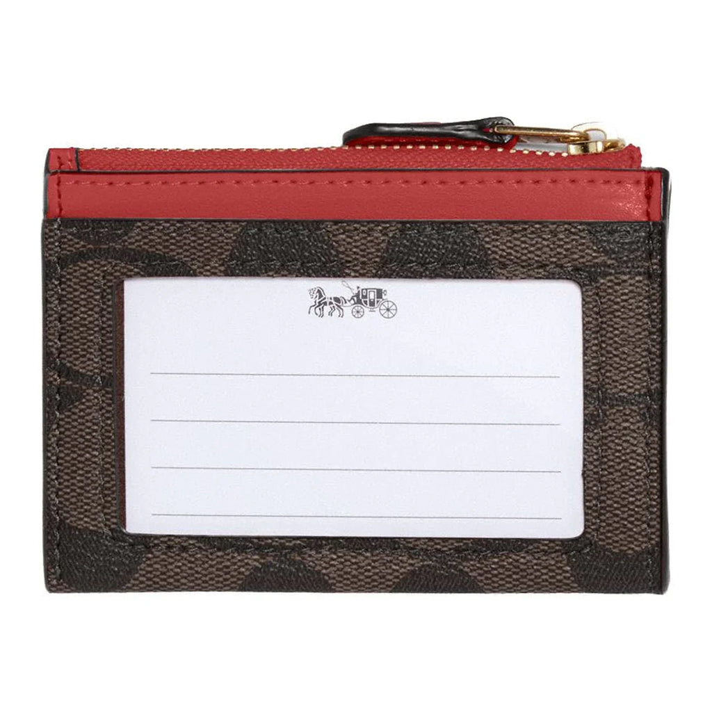 In Signature Mini / Skinny Coach Id Case Card Red) Canvas Women's (Brown