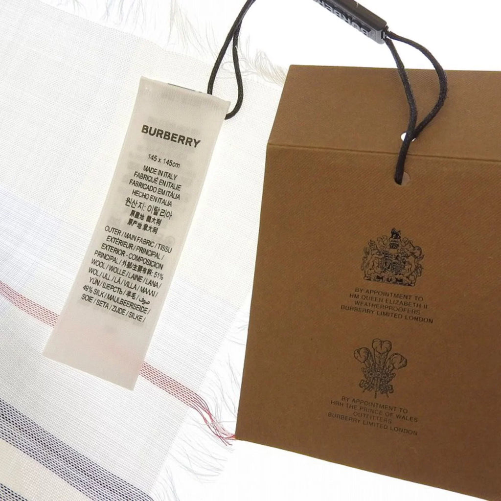 (Like blue wool New) light scarf border Pre-Owned BURBERRY silk 80173691 Burberry stripe