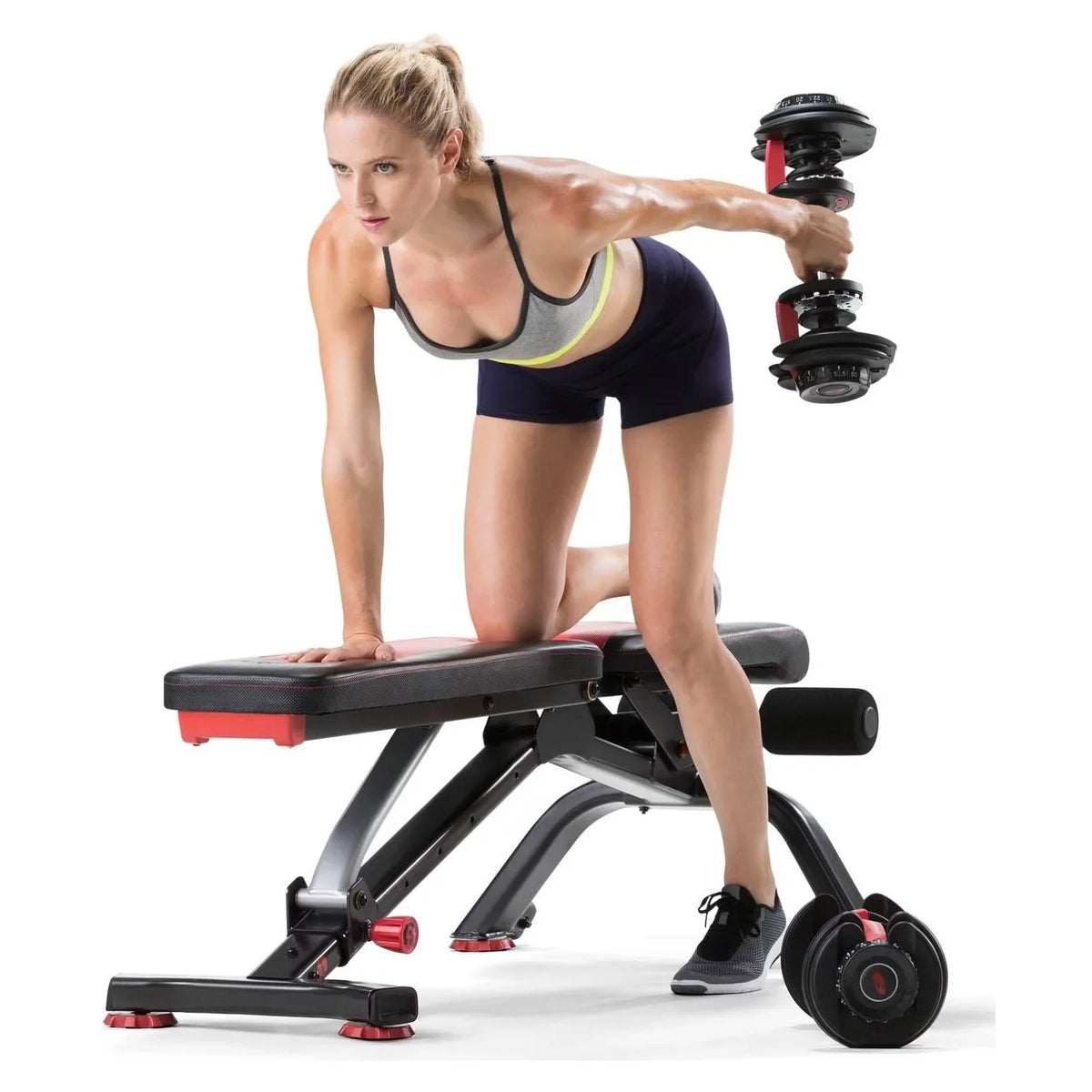 Bowflex Stowable Bench, with 100675 SelectTech Adjustable with SelectTech Angles Bowflex Stand Rack Adjustment 6 5.1S Dumbbell Media Bundle