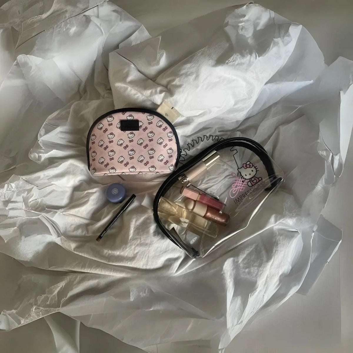 Nested for Pcs Makeup Kitty Travel Clutch (Pink) Purses, Holding Hello Impressions Bag Vanity 2 Makeup