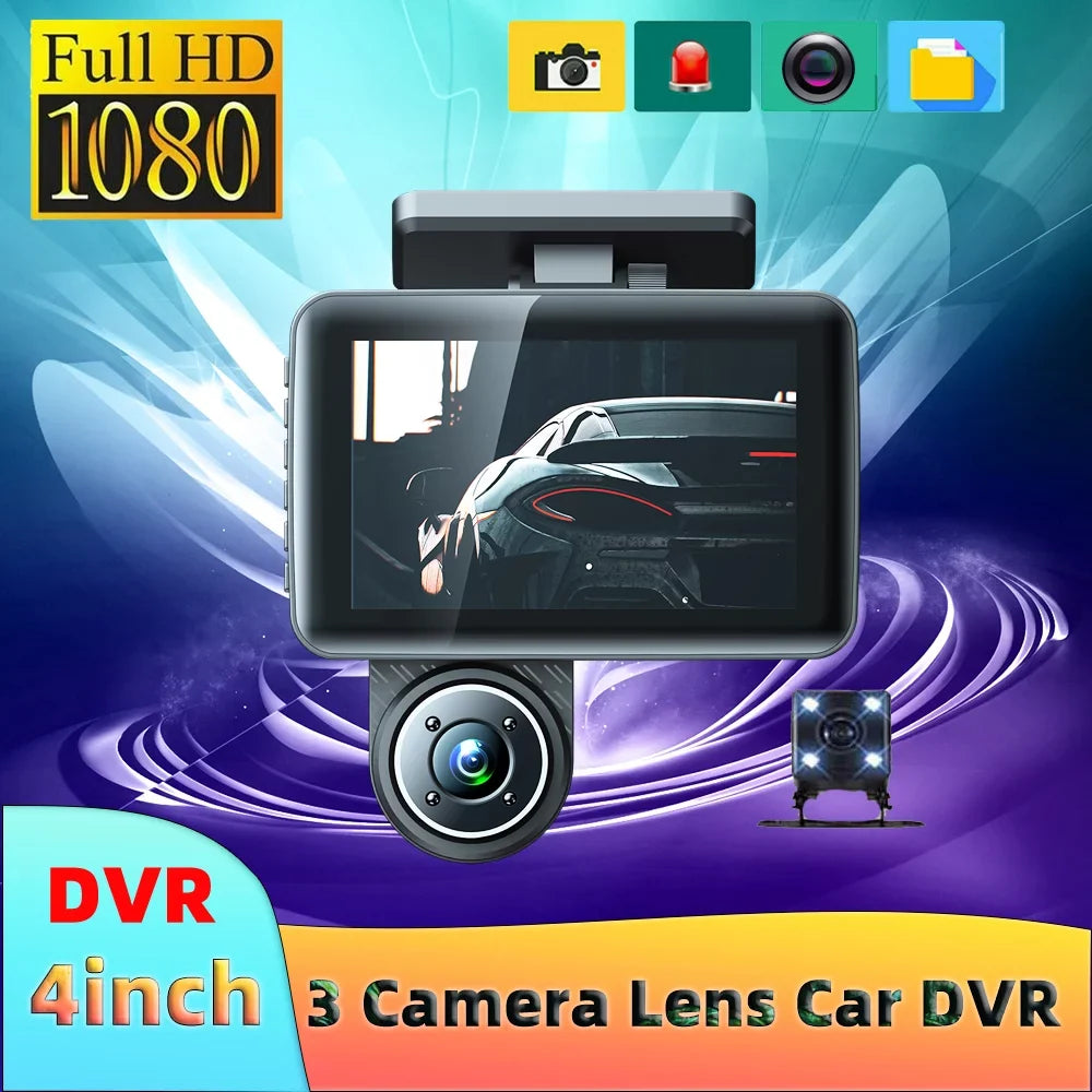 Cam, Car Triple Channel Dash Rearview Recording Camcorder, Mirror Car Clear Video 4in Andoer