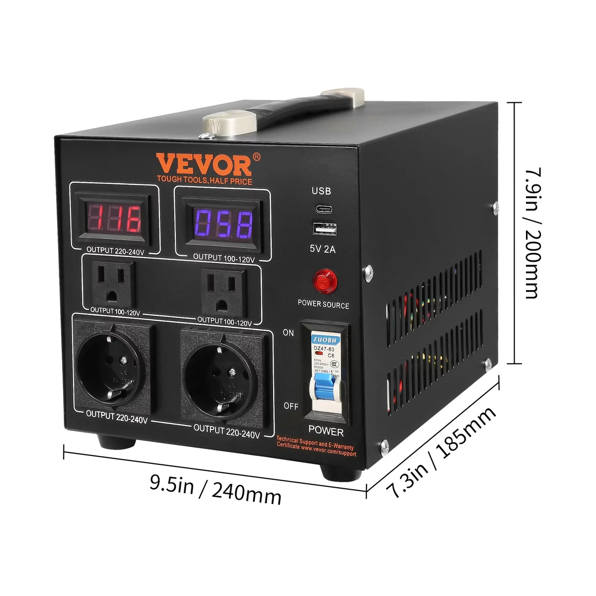 BENTISM CE Converter 220V-110V 2000W Transformer Step Up/Down Voltage /110V-220V