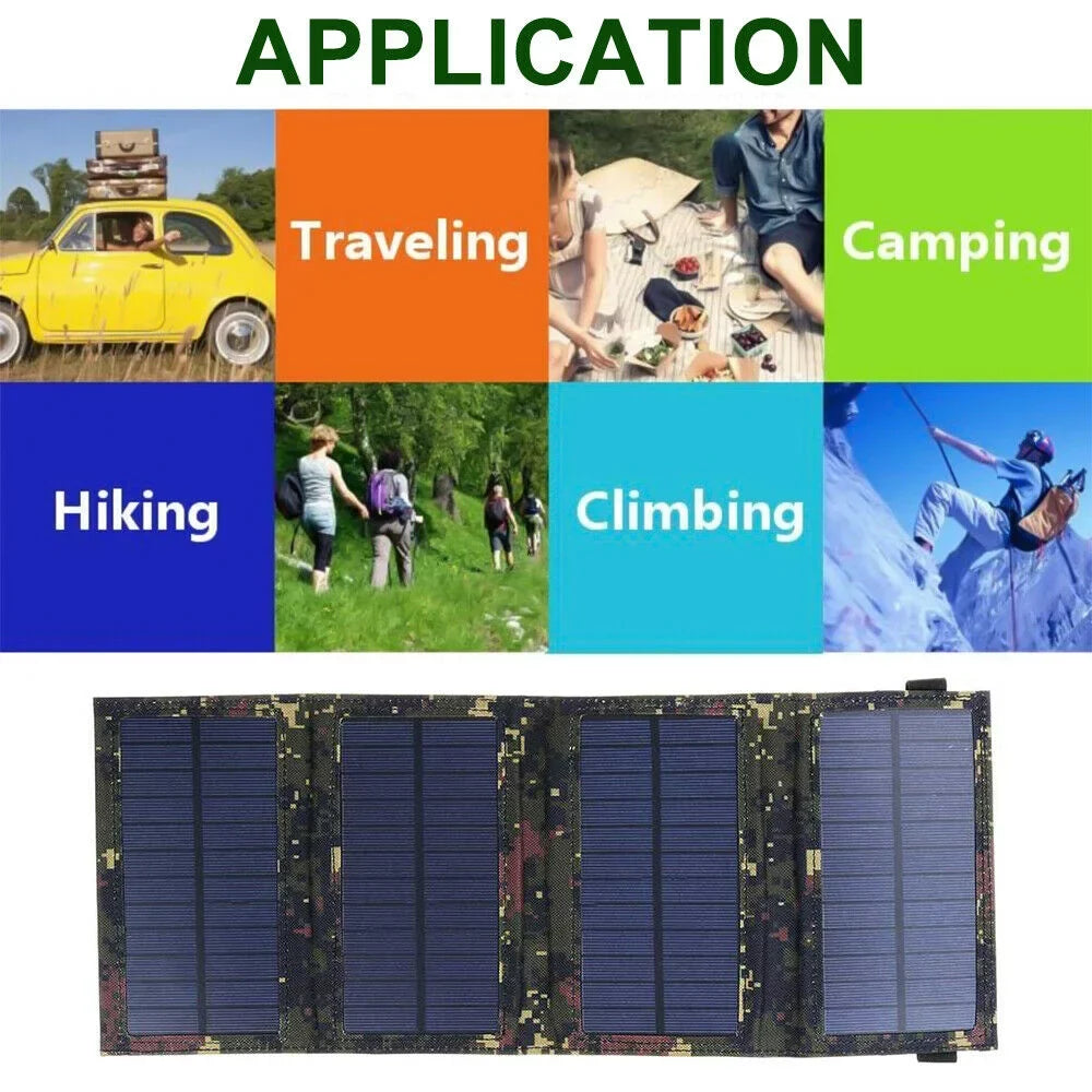 Solar Bank USB Hiking Panel exterior Power Camping JLLOM Charger Folding 80W Phone