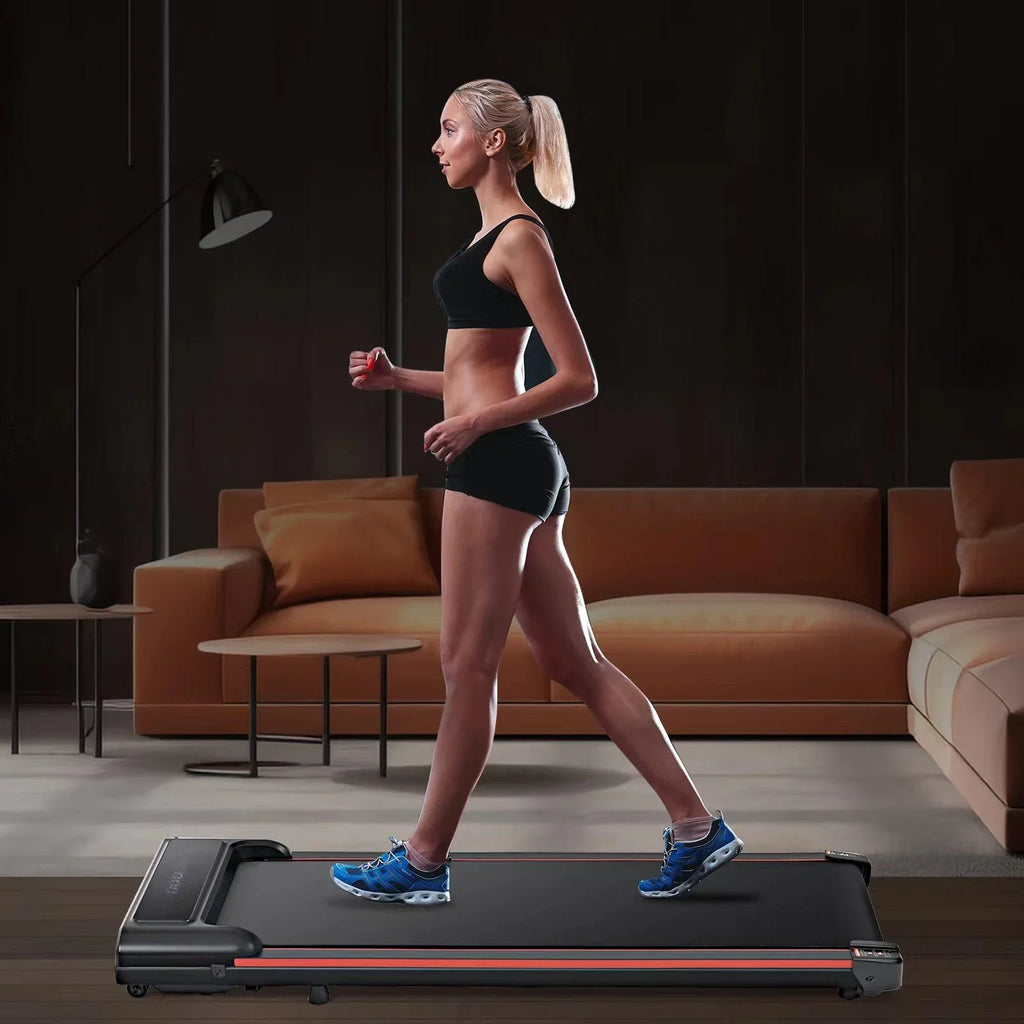 Speed Remote Treadmill dimension LED 47''L & Under for Office, Portable Home Capacity, Walking Small 0.6-3.8MPH Desk Jogging, Walking Seizeen 300lbs Pad, Control Display, for