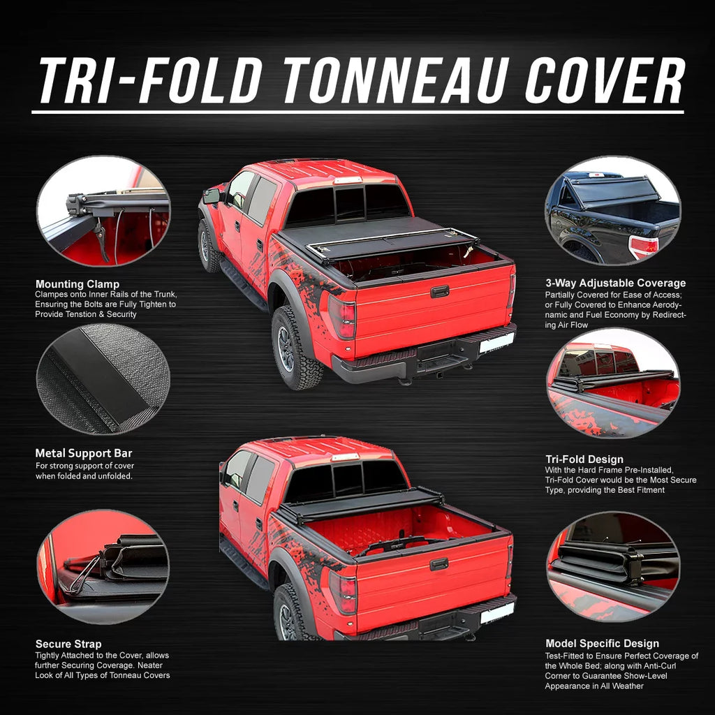 to Cover Tri-Fold DNA 94 97 Ft Bed 98 01 For Soft 95 Short 00 96 99 Ranger Top 6 Motoring 1993 TTC-TRISOFT-008 Tonneau 02 03 2004 Flareside