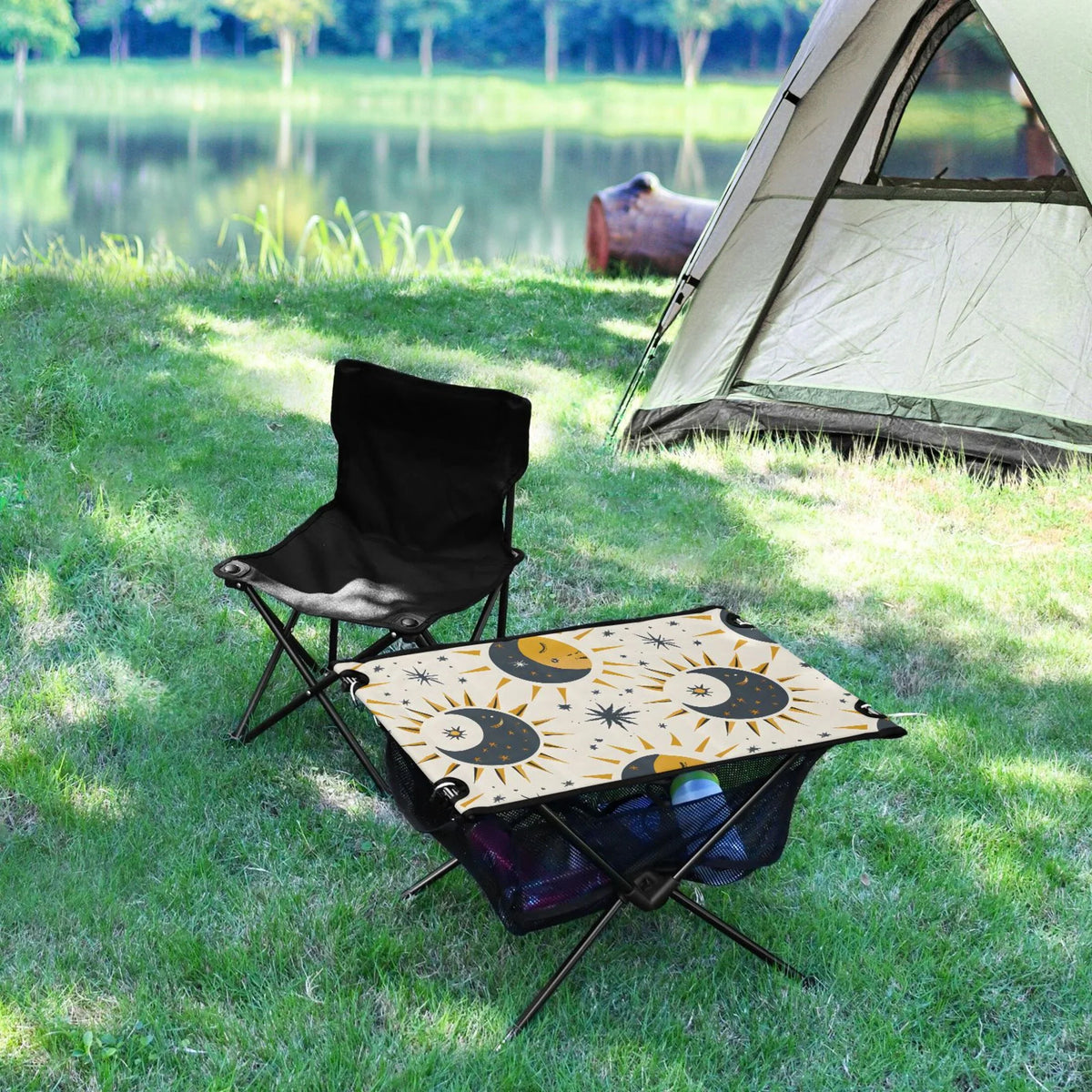 Bag for Moon Portable Travel exterior Folding Beach Table Compact with Table BBQ Stars Storage Camping Fishing Sun Table Picnic and