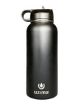 liquid Exterior. Large 32oz Z-Source and Bottle Uzima (Black) Purification Hiking, Camping, with liquid Double-Walled for Travel. on Go. Filtered - Backpacking, Stainless Capacity the Steel