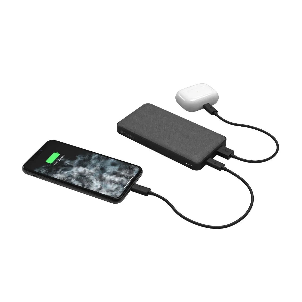 Battery, Cord 18W - PD USB-A Large and Travel-Friendly, USB-C (1) Bank 10,000 mophie (1) Includes Power Internal USB-C Port, mAh with USB-A Charging Fast Powerstation PD Input/Output Port to Power
