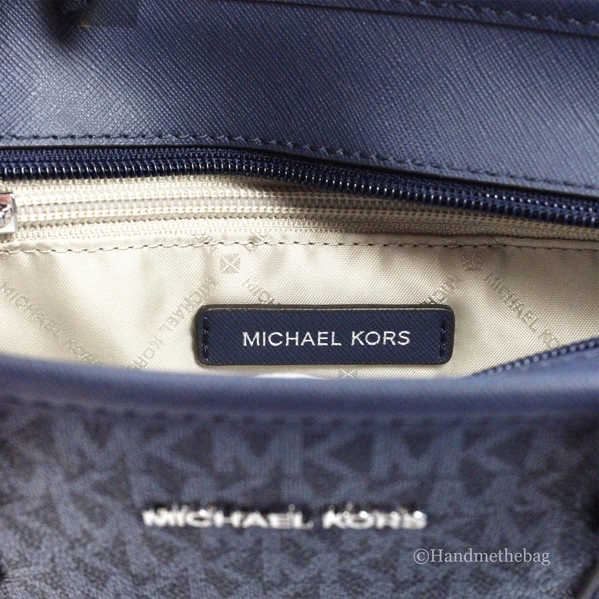 Purse Bag Zip Michael XS Top Kors Jet Tote Navy Set PVC Carryall Leather