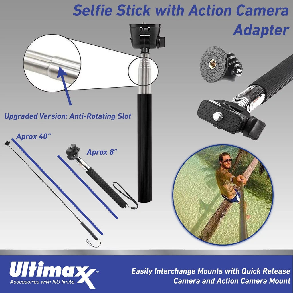 Bundle GO Cam Adapter Mounts, 3 Ultimaxx Insta360 Camera Action & Bundle) for Screw Advanced - Action Dolly 1/4” More Metal Includes: Mini (64GB) (25pc