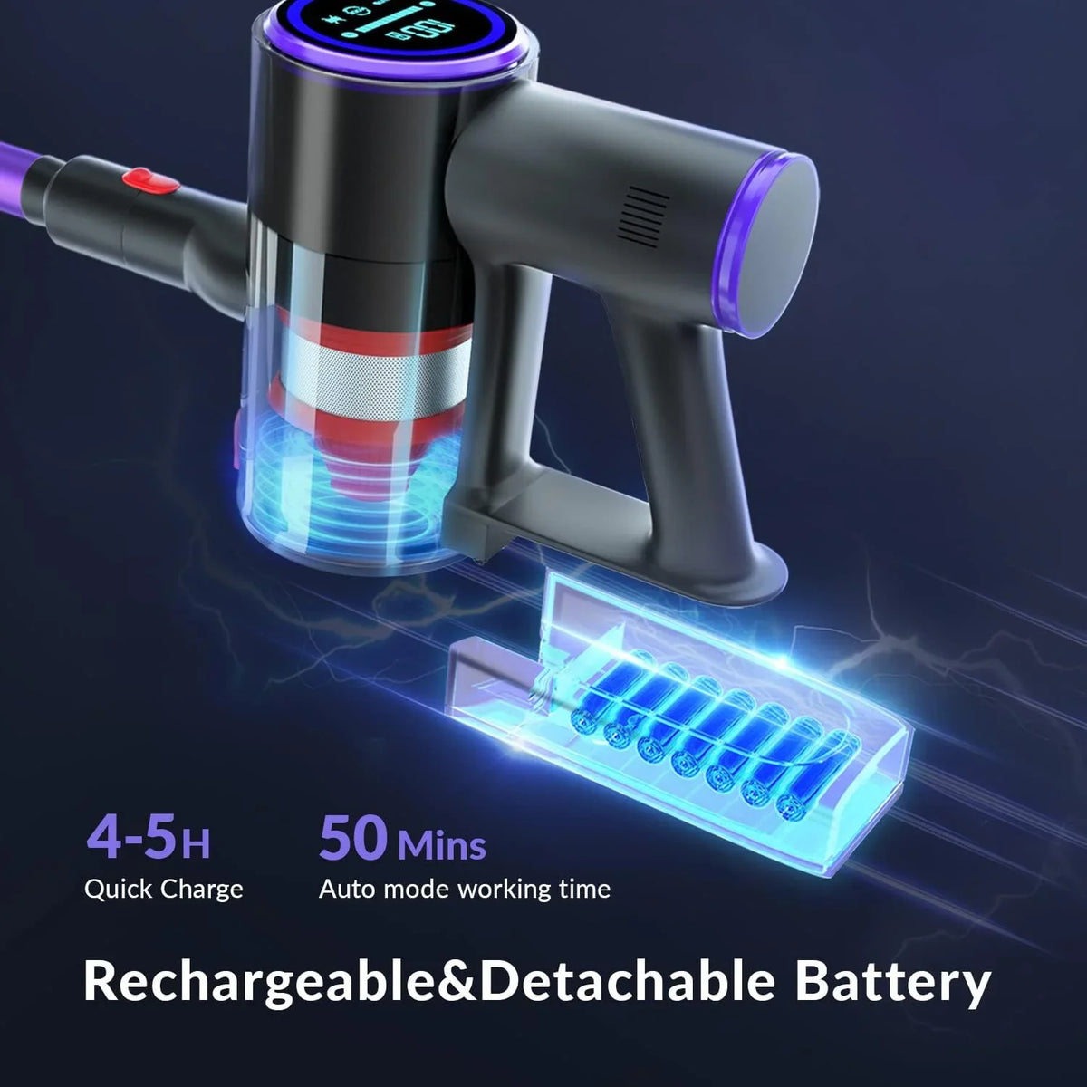 Purple Stick Cleaner - Cordless UDON Vacuum Open C825 350W Lightweight Box
