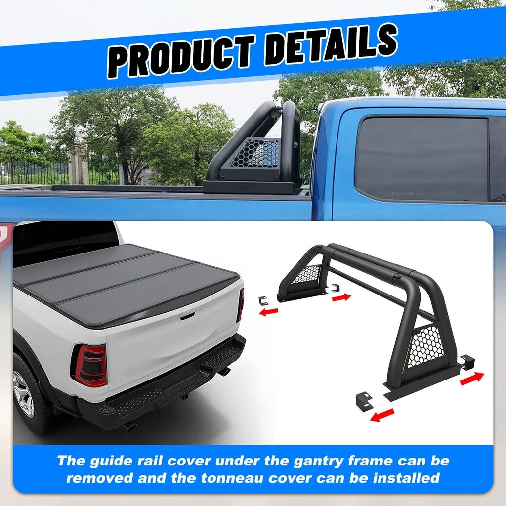 62.9-74.7" Ranger Bar 2019-2023 Rack Chase For Adjustable Sport Bed Truck Fit Roll Bar
