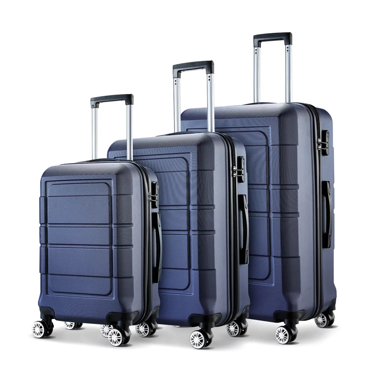 Double Suitcase Durable PC+ABS Expandable Wheels Luggage TSA GOWELL Lock Blue Sets