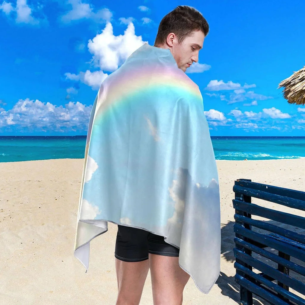 Swimming Travel Holiday（282） Oversized Quick Towel Compact Towel Rainbow Beautiful Beach Towels - for Camping Bestwell - Absorbent Lightweight Dry Super