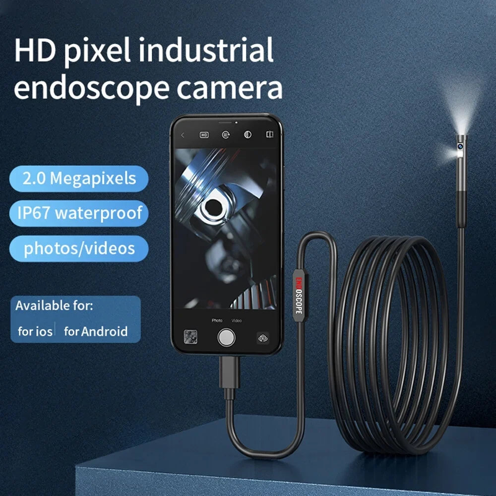 Android Built-in Inspection Waterproof Camera LED 7.9mm IOS Borescope Mobile for Lights Adjustable Type-C Endoscope IP67 Phone